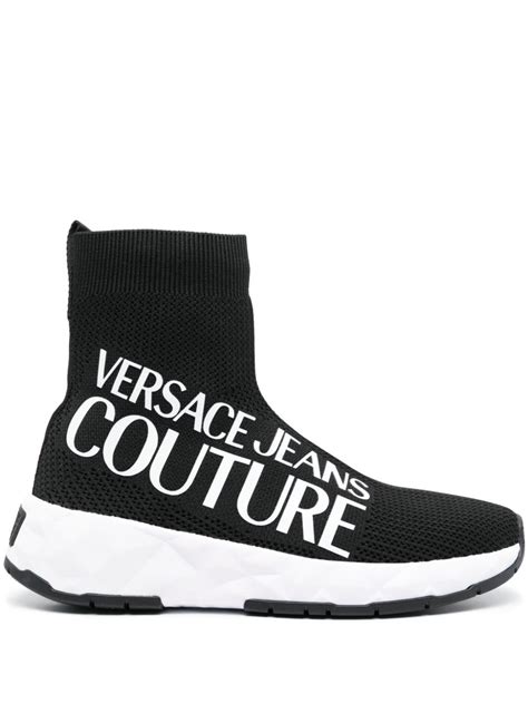 versace jeans sock sneakers black|Versace Jeans couture sneakers white.